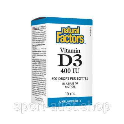 Вітаміни та мінерали Natural Factors Vitamin D3 Drops 400 IU, 15 мл