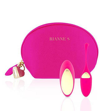 Віброяйце Rianne S: Pulsy Playball Deep Pink з вібрувальним пультом ДК, косметичка-чехол, 10 режимів Bomba💣