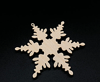 Деревянная новогодняя игрушка заготовка украшение из фанеры Снежинка 90 мм. Новорічна прикраса