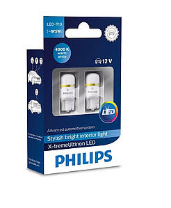 LED-лампа T10 (безцокольна W5W) Philips X-tremeUltinon LED 4000K (127994000KX2)