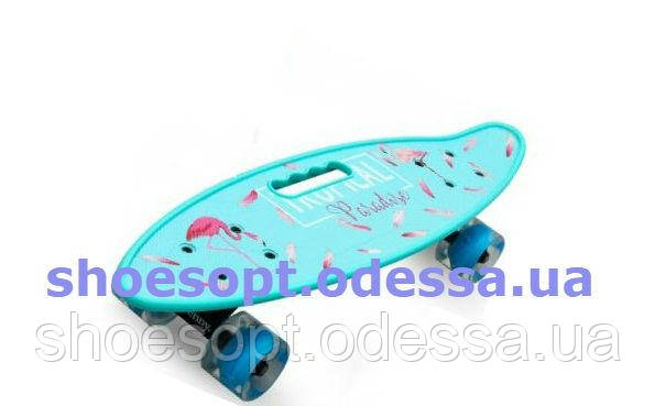 Пеніборд Penny Board Фламінго бірюзовий