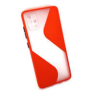 Чехол для Samsung A51, A515 накладка бампер противоударный 2 в 1 Shadov Matte Case Wave красный