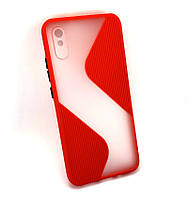 Чехол для Xiaomi Redmi 9A накладка бампер противоударный 2 в 1 Shadov Matte Case Wave красный