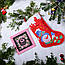 Новорічний подарунковий чобіт, Різдвяний носок, з вишивкою, червоного кольору, вишивка - сніговик., фото 2
