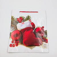 Пакеты подарочные бумажные ламинированные (новый год) гигант 28*34*9 cm