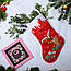 Новорічний подарунковий чобіт, Різдвяний носок, з вишивкою, червоного кольору, вишивка — олень., фото 2