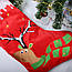 Новорічний подарунковий чобіт, Різдвяний носок, з вишивкою, червоного кольору, вишивка — олень у снігу., фото 2