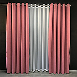 Комплект штор Petek на люверсах Рожеві штори з підхватами, фото 3