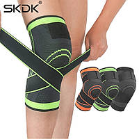 Эластичный наколенник SKDK с компрессионными ремнями. Мягкая фиксация коленного сустава L