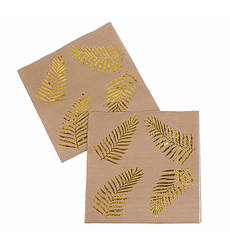 Серветки паперові "Palma" (20 шт.), крафт із золотим листям