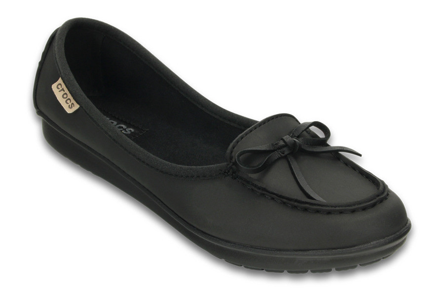 Туфли школьные для девочки мокасины Колорлайт / Crocs Wrap ColorLite Ballet Flat (16209-060), Черные