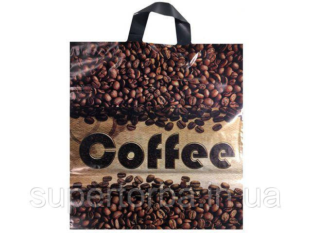 Пакет з петлевий ручкою ср п "Кава в зернах"(38х42+3) 90мк ДПА (50 шт), фото 1