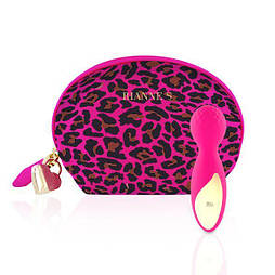 Мини вибромассажер Rianne S: Lovely Leopard Pink, 10 режимов работы, косметичка-чехол, мед.силикон 777Store.com.ua