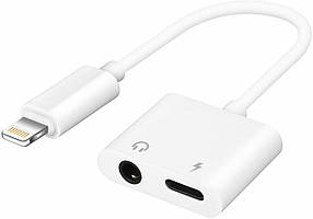 Адаптер перехідник Alitek для навушників і заряджання (2 в 1) Lightning — 3.5 мм + Lightning