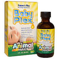 Жидкие Мультивитамины для Младенцев, Апельсин, Baby Plex, Animal Parade, Natures Plus, 60мл