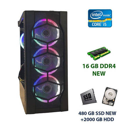 1StPlayer D4-BK-R1 Tower NEW / Intel Core i5-6500 (4 ядра по 3.2 - 3.6 GHz) / 16 GB DDR4 NEW / 480 GB SSD, фото 1