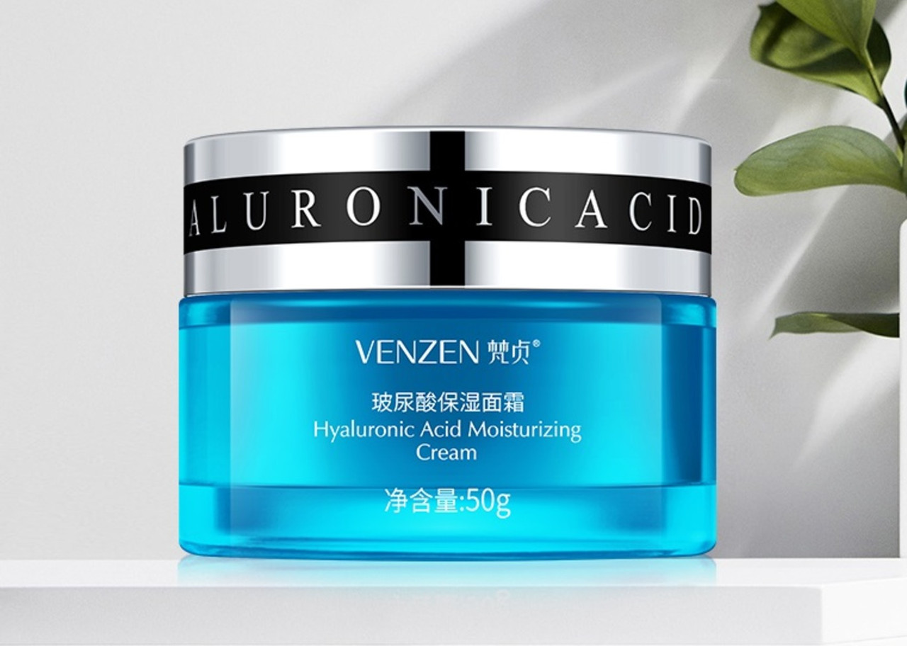 Опт 3 шт. Крем для обличчя Venzen з Гіалуроновою Кислотою, захисний з Антивіковим ефектом, 50g, фото 1