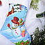 Новорічний подарунковий чобіт, Різдвяний носок, рогожка, з принтом - сніговик., фото 2