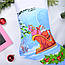 Новорічний подарунковий чобіт, Різдвяний носок, ріжок, з принтом — дід мороз у санях., фото 2
