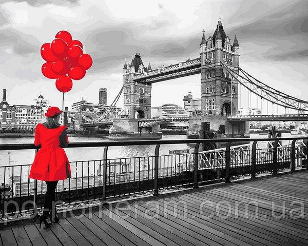 Акційна Картина Розмальовка Mariposa Дівчина в червоному (MR-Q2239) 40 х 50 см, фото 1