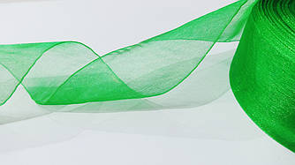 Стрічка органза 40 мм зелена