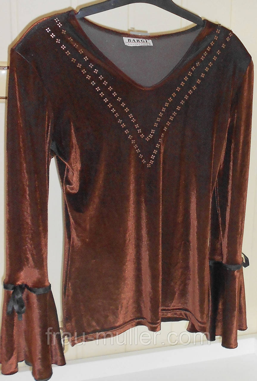 Велюрова кофточка по фігурі з кльошним манжетом Asel, фото 1