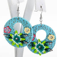 Сережки Блакитний Квітковий Круг