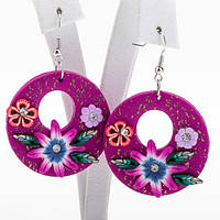 Сережки Малиновий Квітковий Круг