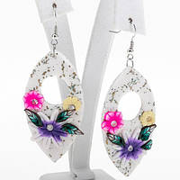 Сережки Білий Букет Овал