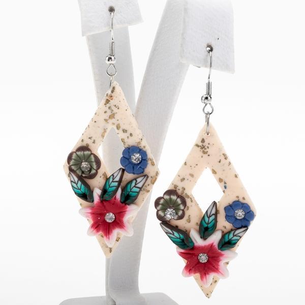 Сережки Бежевий Ромб, фото 1