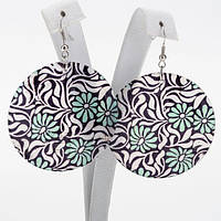 Сережки Перламутр 5 см Зелені Квіти Швенза Гачок