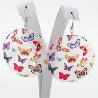 Сережки Перламутр 5 см Кольорові Метелики Швенза Гачок