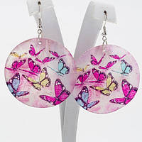 Сережки Перламутр 5 см Кольорові Метелики Швенза Гачок