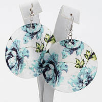 Сережки Перламутр 5 см Блакитні Квіти Швенза Гачок