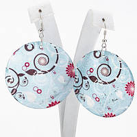 Сережки Перламутр 5 см Бірюзовий Швенза Гачок