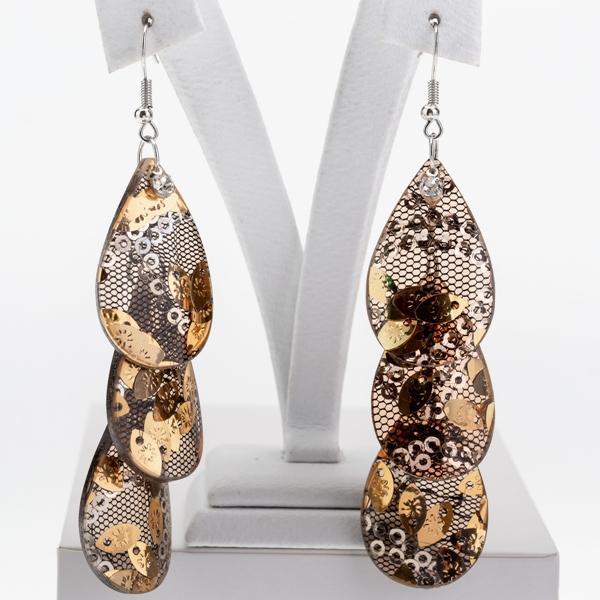 Сережки Коричневі Паєтки, фото 1