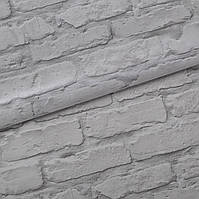 Обои текстурные для стен бумажные влагостойкие под кирпич камень, серые 0,53*10м