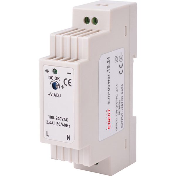 Блок живлення на DIN-рейку e.m-power.15.24 15Вт DC 24В E. NEXT i083001