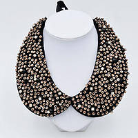 Комір накладний чорні намистини із золотистими паєтками