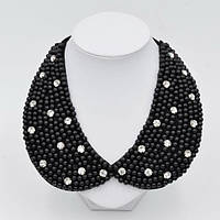 Комір накладний із чорними намистинами та білими стразами