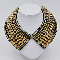 Комір накладний чорний фетр із золотистими шипами