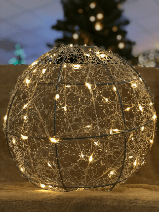 Куля декоративна срібна, 25 см, 30 led "Luca Lighting", фото 2