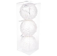 Белые новогодние елочные шары набор 3 шт*8 см