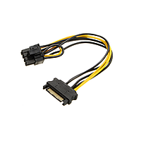 Кабель живлення внутрішній PCIePower 8p-SATA 15p M/M Lucom(62.09.8017) 0.20m AWG18 (8/6pin) 6+2pin