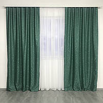 Штори льон "бите скло" бірюзові з білим шифоновим тюлем ALBO (SHTN-M17-19), фото 3