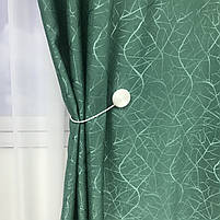 Штори льон "бите скло" бірюзові з білим шифоновим тюлем ALBO (SHTN-M17-19), фото 5