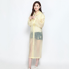 Плащ дощовик для підлітків та дорослих Прозорий у жовтий горошок Зріст 170 см (14022)