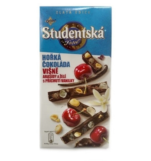 Шоколад гіркий Studentska Pecet з вишнею та арахісом 170 г Чехія