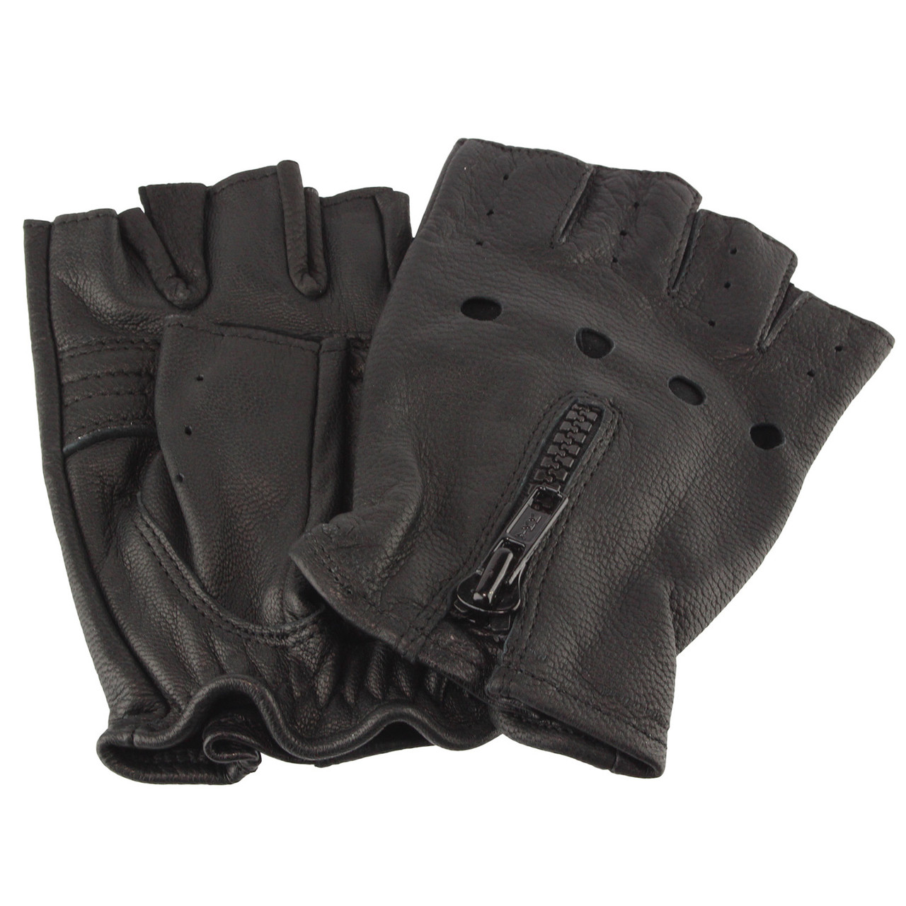 Перчатки без пальцев для водителей из овечьей кожи на молнии (ID ...