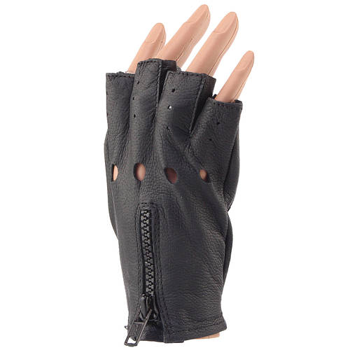 Перчатки без пальцев для водителей из овечьей кожи на молнии (ID ...